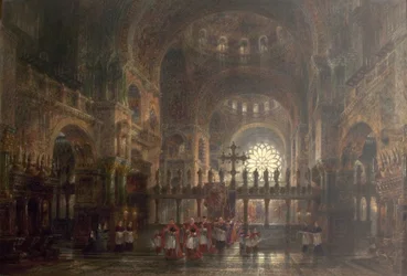Interior de la Basílica de San Marcos, Venecia, Italia, 1877